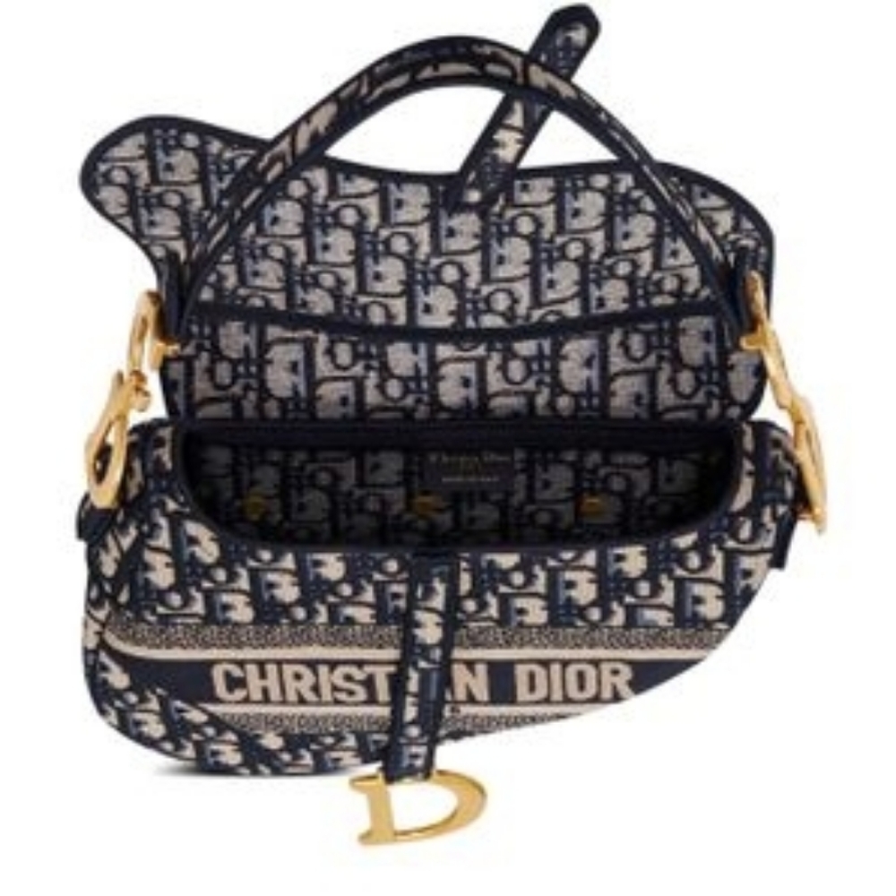 NEW! Authenticated Saddle Hand Bag Blue Dior Oblique Embroidery Iconic MSRP$5100 - Picture 10 of 16